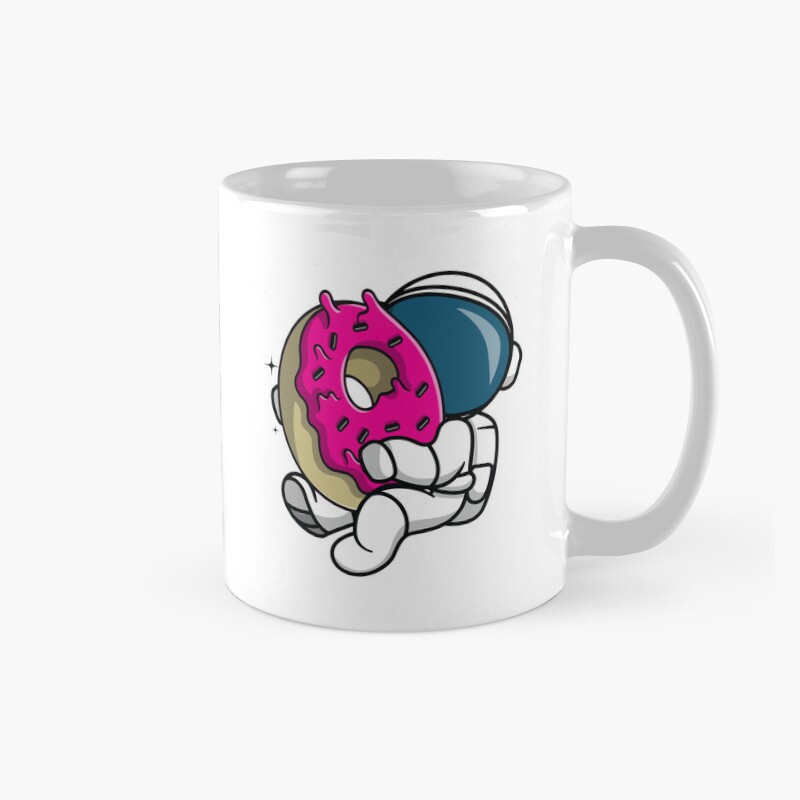 Astronaut Traveling In Space With Donut Mug