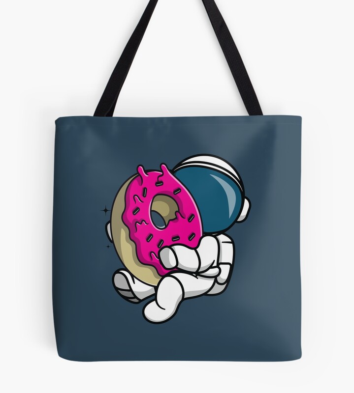 Astronaut Traveling In Space With Donut Tote Bag