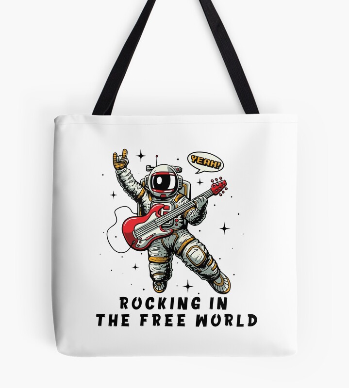 Astronaut Rocking In The Free World Tote Bag
