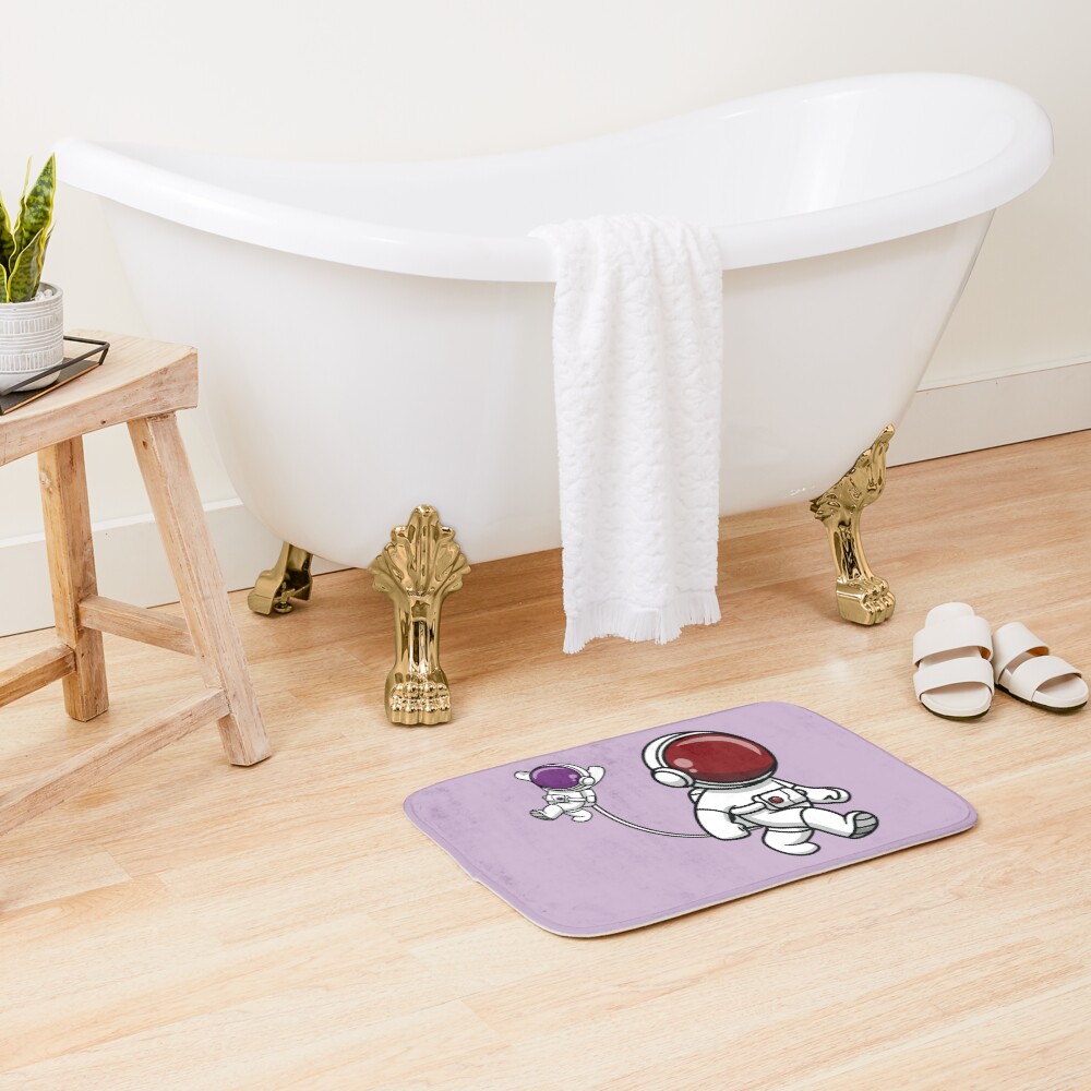 Astronaut Mom Holding Her Baby Bath Mat - Image 2