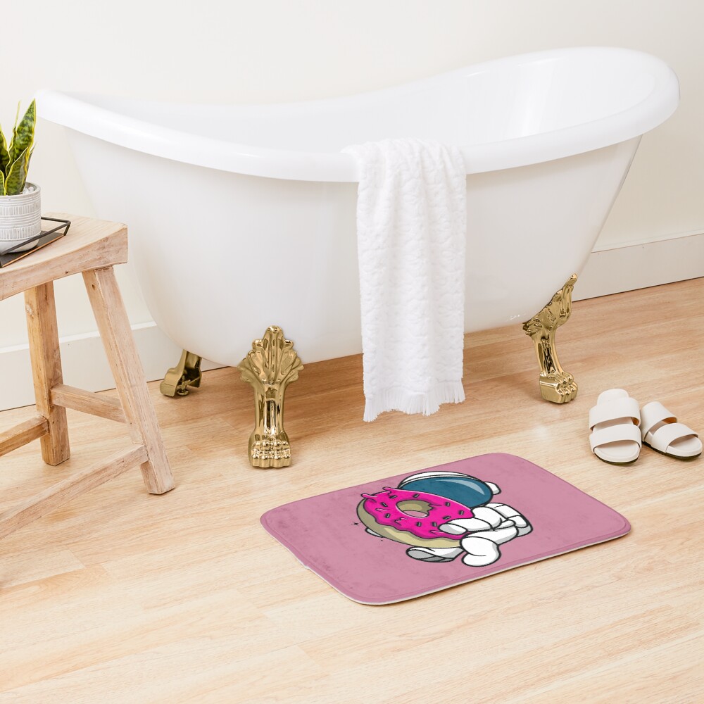 Astronaut Traveling In Space With Donut Bath Mat - Image 2