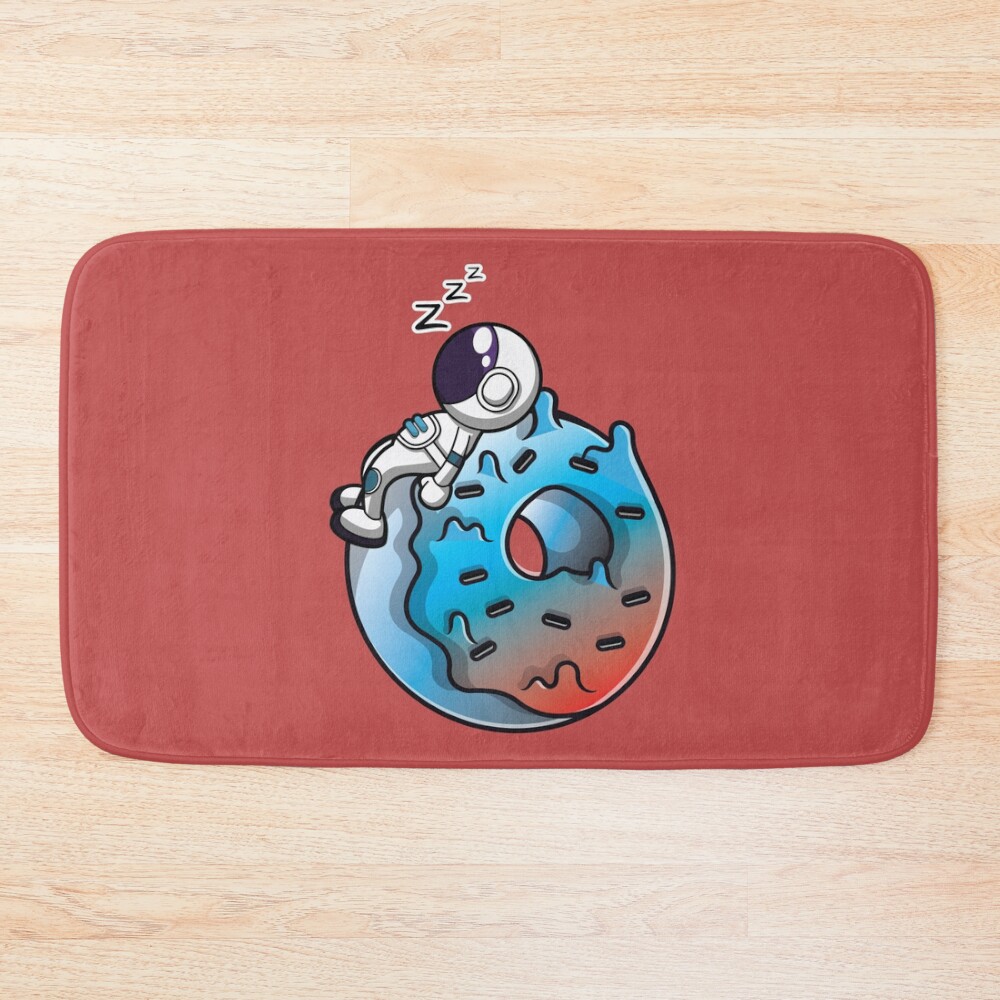 Astronaut Sleeping On A Donut Planet Bath Mat