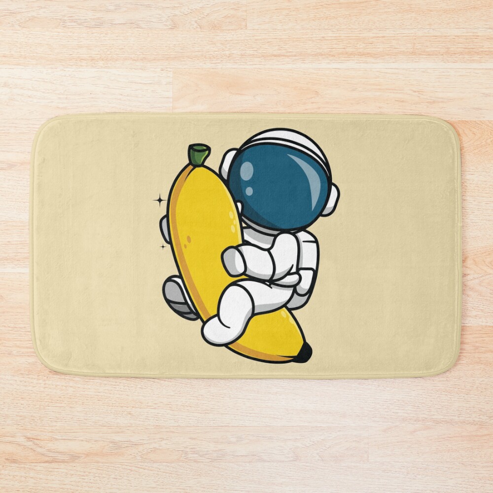 Astronaut Traveling In Space With A Banana Bath Mat