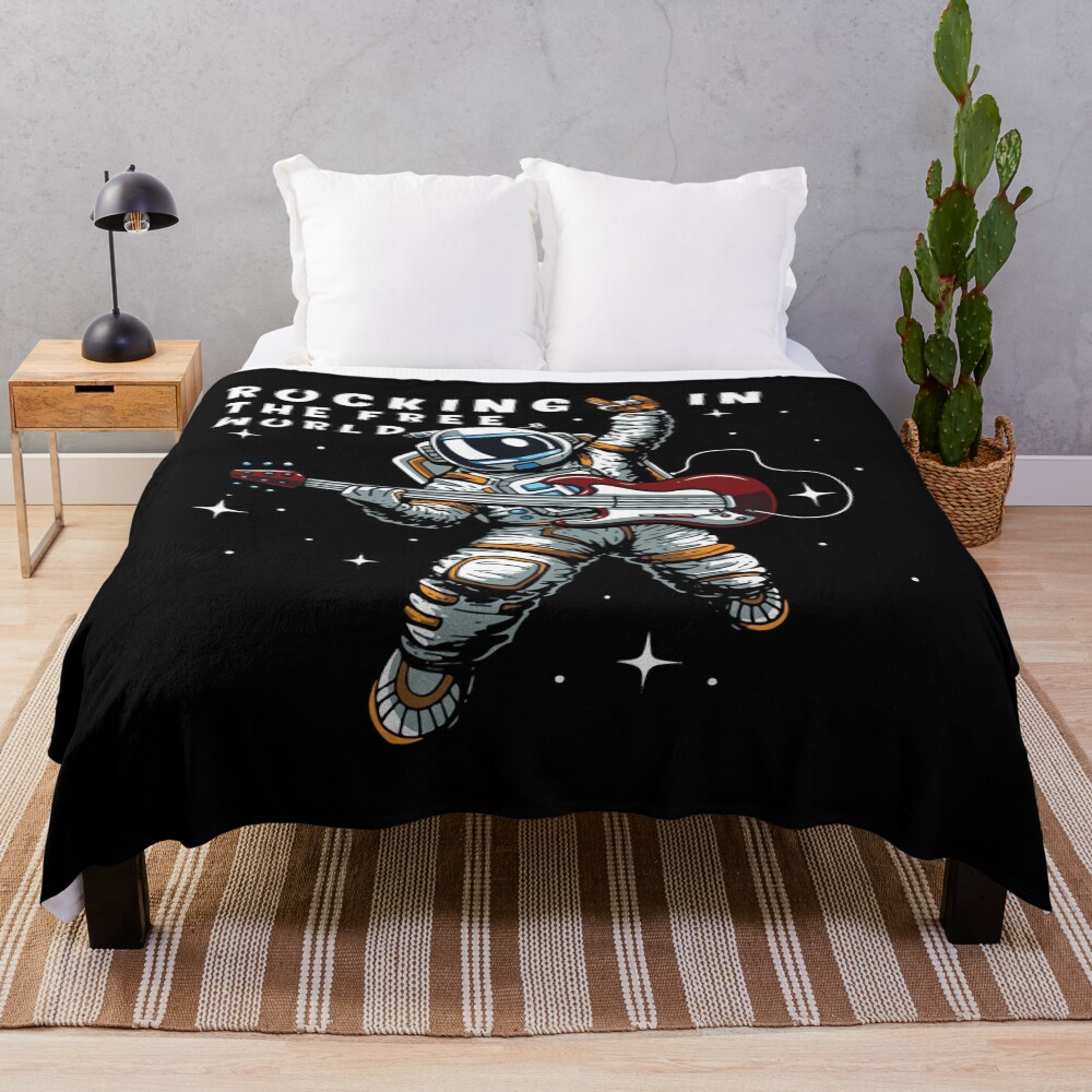 Astroneer Astronaut Rocking In The Free World Throw Blanket