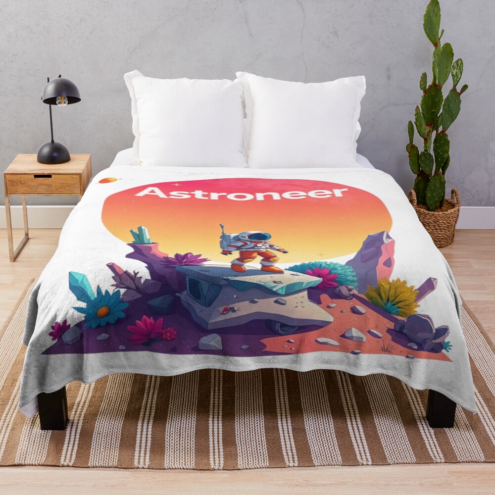 Astroneer Vibrant Space Adventure Throw Blanket
