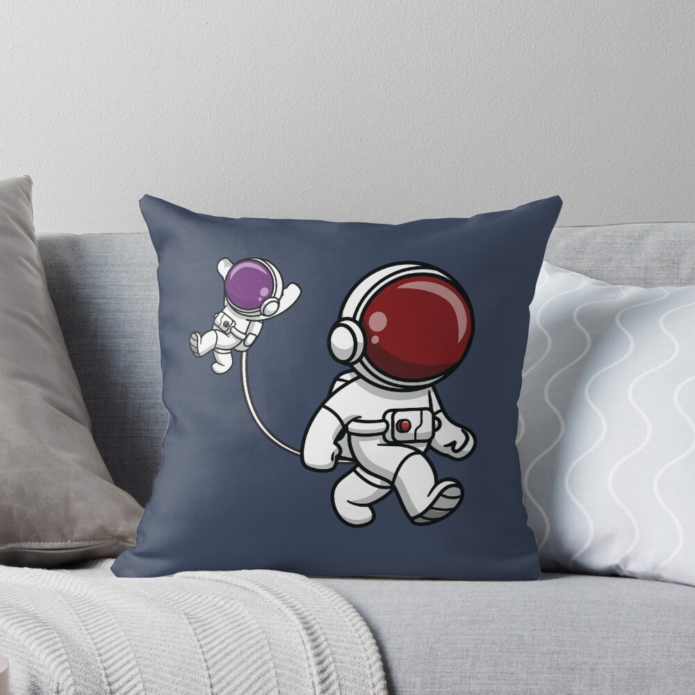 Astronaut Mom Holding Her Baby Throw Pillow